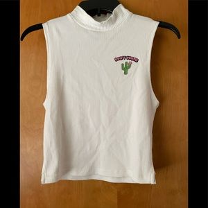Forever21 White Cropped Top With Graphic